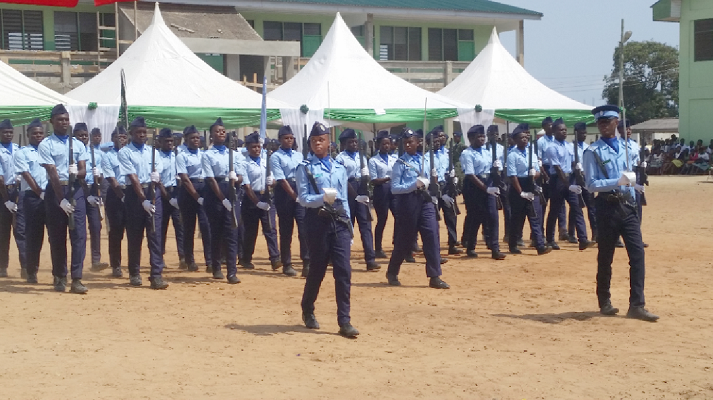 The Cadet Corps of Nungua Senior High School in a military drill as they thrilled invitees during the celebration. The Cadet Corps of Nungua Senior High School in a military drill as they thrilled invitees during the celebration.